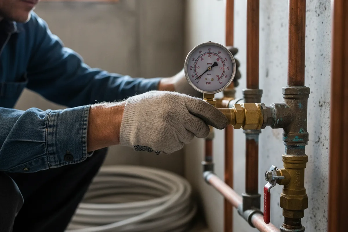 Pressure testing a repaired line during Water Line Repair in Battle Creek